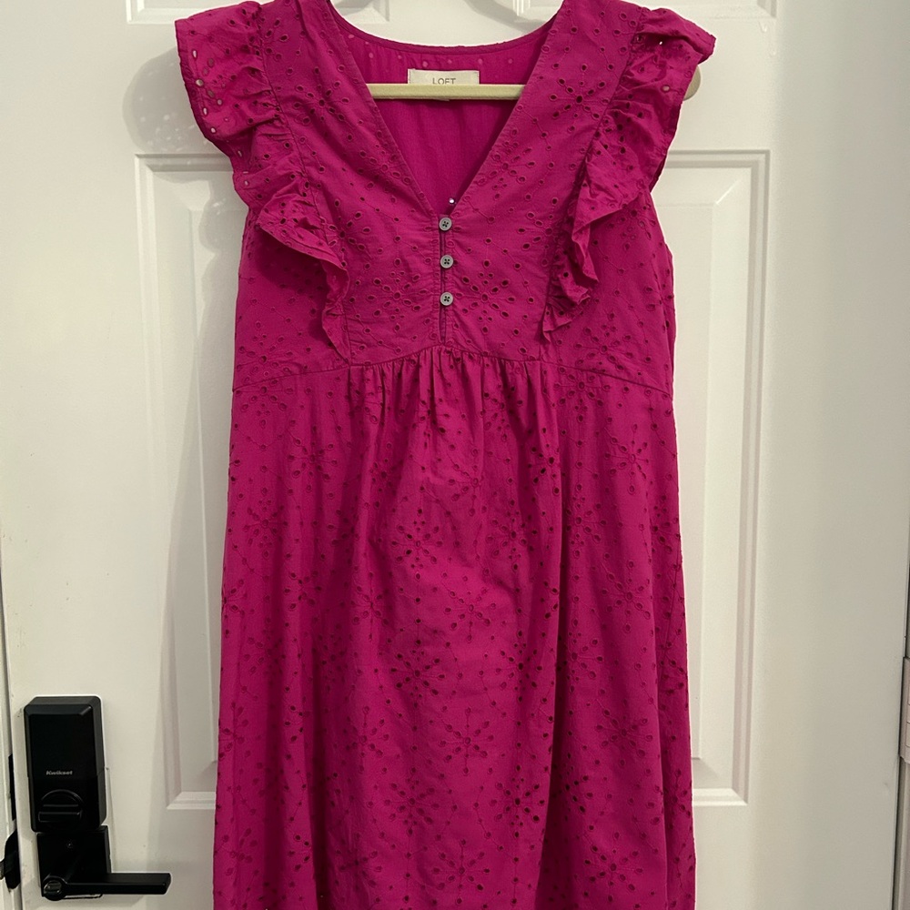 Loft flutter sleeve dress. EUC